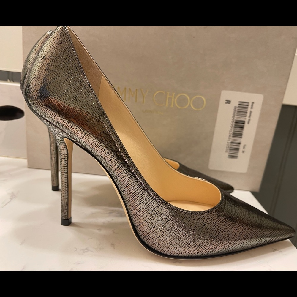 Jimmy choo love 100 Lizard-print Metallic leather